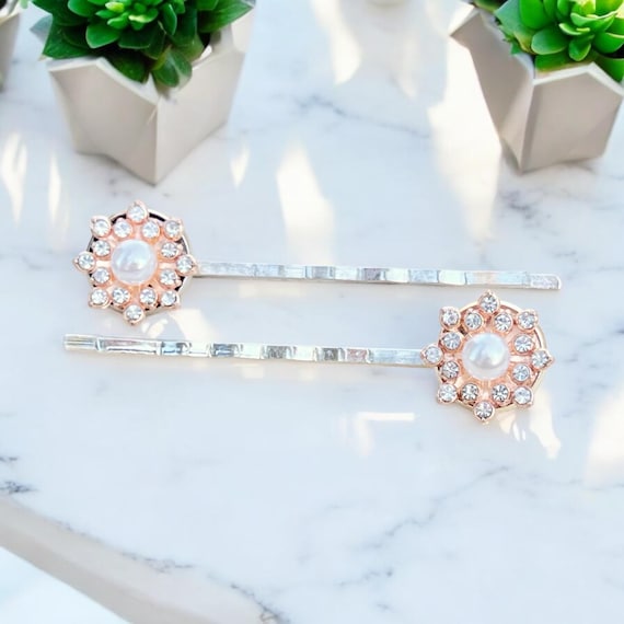 Elegant Silver Pearl & Crystal Hair Clip Amazon.com : Jeairts Rhinestone Wedding Hair Pins Silver  main image 3