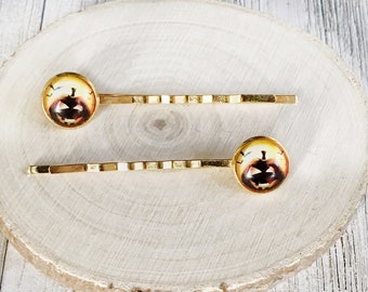 Halloween Pumpkin Hair Pins, Pumpkin Hair Clips, Halloween Barrettes, Bat Hair Clips, Hair Clip for Women, Decorative Bobby Pins, Creepy Pin