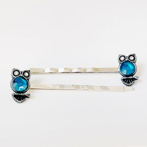Owl Hair Pins, Boho Bobby Pin, Hair Pin For Woman, Rhinestone Hair Pin, Womens Bobby Pin, Decorative Bobby Pin, Blue Hair Pin, Bird Hair Pin