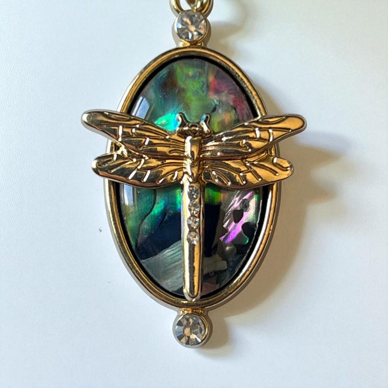 Gold Dragonfly Purse Charm, Unique Abalone Handbag Jewelry, Zipper Pull for Backpacks, Cute Zipper Charms, Cool Keychain Charms, Mom Gifts image 1