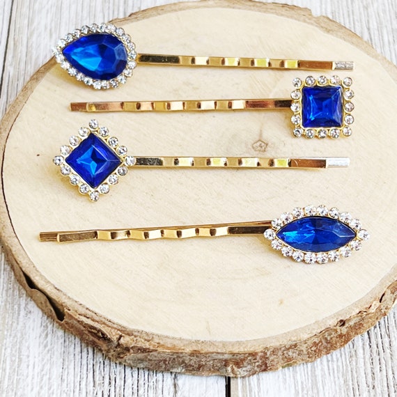 Rhinestone Hair Pins Cobalt Blue Hair Pins Hair Pins for Woman