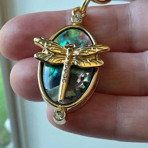 Gold Dragonfly Purse Charm, Unique Abalone Handbag Jewelry, Zipper Pull for Backpacks, Cute Zipper Charms, Cool Keychain Charms, Mom Gifts image 6