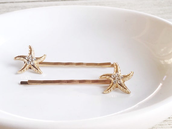 Gold Plated Starfish Seashell Hair Pin Amazon.com : Framendino, 8 Pack Starfish Hair Clips Sea Star  main image 3