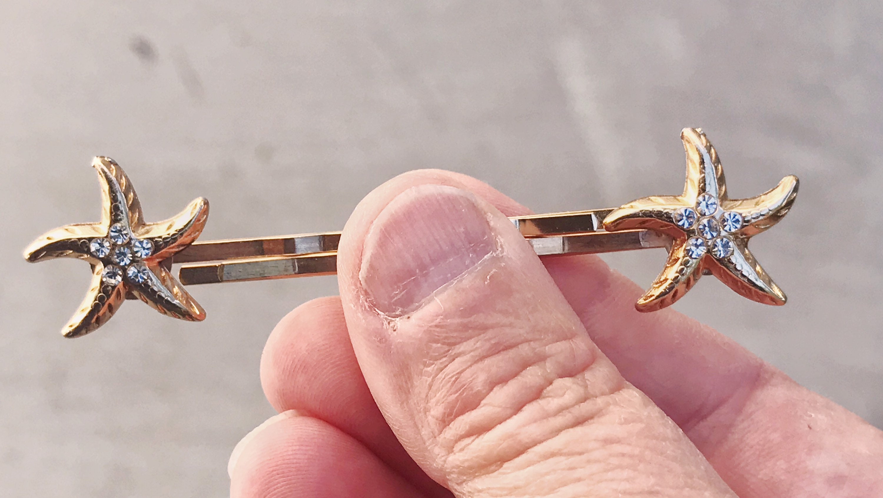 Gold Starfish Hair Pins, Beach Hair Pins, Rhinestone Hair 
