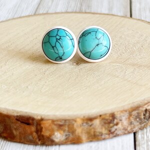 Turquoise Stud Earrings, Cute White Earrings, Boho Chic Earrings, Western Jewelry, Aesthetic  Earrings, Minimalist Jewelry, Country Wedding