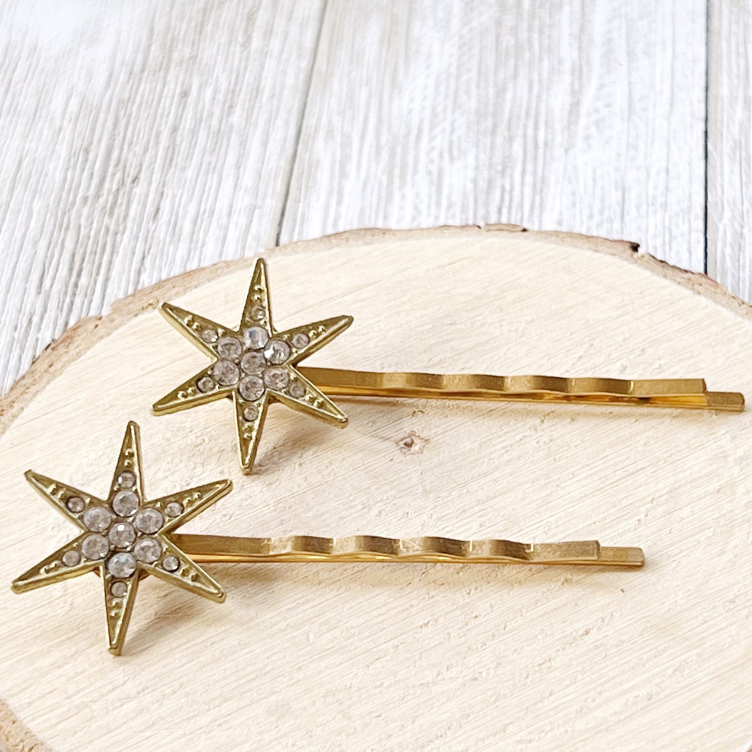Gold Star Hair Pins, Christmas Hair Pins, Winter Hair Pin, Womens Hair