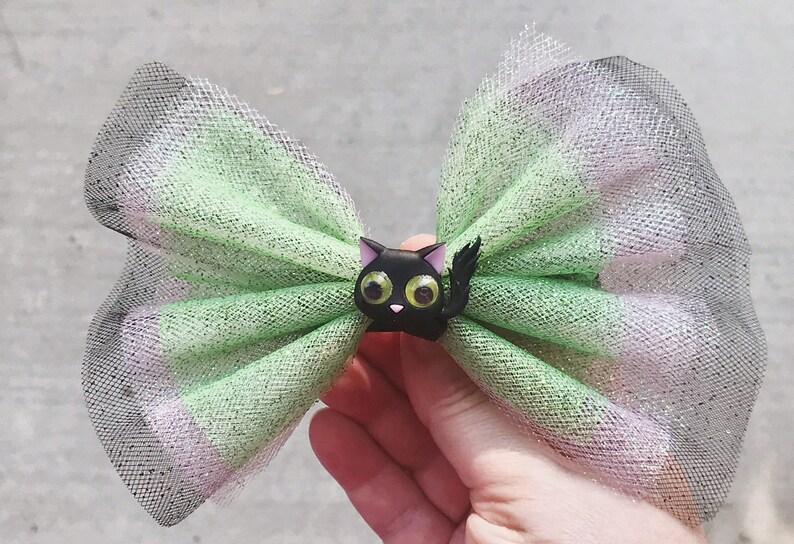 Pink Cat Hair Clip Black Cat Hair Bows Halloween Hair Bows Womens Hair Bows Cat Barrettes Hair Clip for Girls Halloween Cat Hair Clips