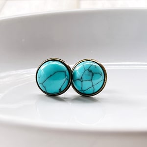 Turquoise Stud Earrings, Western Earrings, Mens Stud Earrings, Western Jewelry, Womens Earrings, Bridesmaid Gifts, Natural Gemstone Earrings