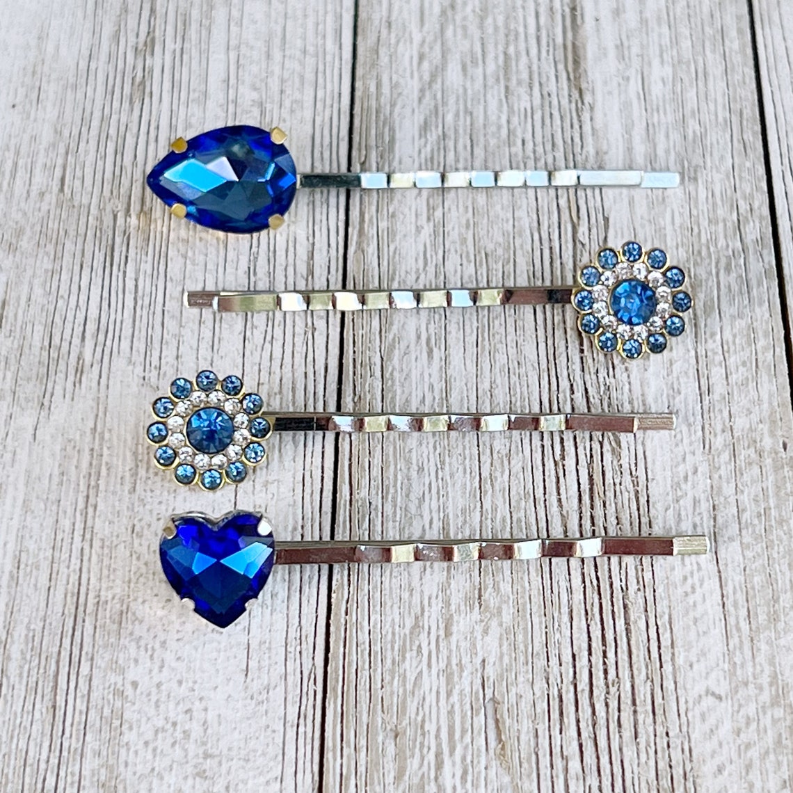 Blue Rhinestone Hair Pins Heart Hair Pins Hair Pin for Etsy