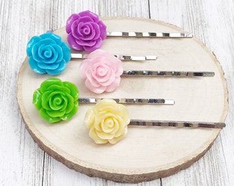 Floral Bobby Pins, Flower Hair Pins, Wedding Hair Clips, Womens Hair Pins, Boho Bobby Pins, Bridal Hair Accessories, Womans Hair Barrettes