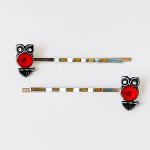 Owl Hair Pins, Boho Bobby Pins, Hair Pins For Woman, Owl Bobby Pins, Womens Bobby Pins, Womens Hair Clips, Red Hair Pins, Bird Hair Pins