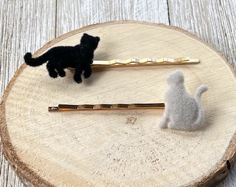 Cat Hair Pins, Kitty Bobby Pins, Womens Hair Pins, Black Cat Bobby Pins, Kitty Hair Pin, Girls Hair Pins, Preppy Hair Clips, Cute Hair Pins