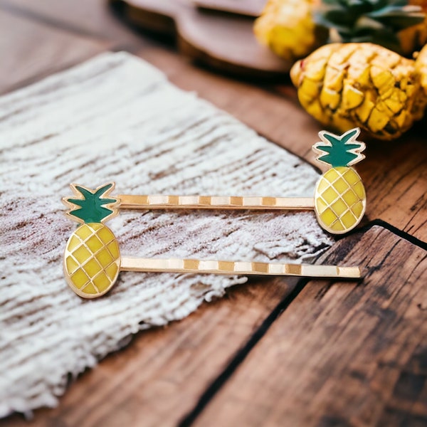 Pineapple Bobby Pins, Womans Hair Pins, Pineapple Hair Pins, Fruit Hair Clips, Womens Decorative Bobby Pin, Fruit Bobby Pin, Fruit Hair Pins