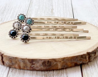 Boho Turquoise Hair Pin, Western Hair Pin, Cowgirl Hair Pin, Decorative Bobby Pin, Womens Hair Accessories, Southwestern Hair Pin, Cute Clip