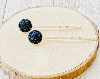 Cobalt Blue Druzy Bobby Pin, Hair Pin for Women, Womens Hair Clip, Cute Bobby Pin, Hair Barrette for Women, Druzy Hair Clip, Women Bobby Pin