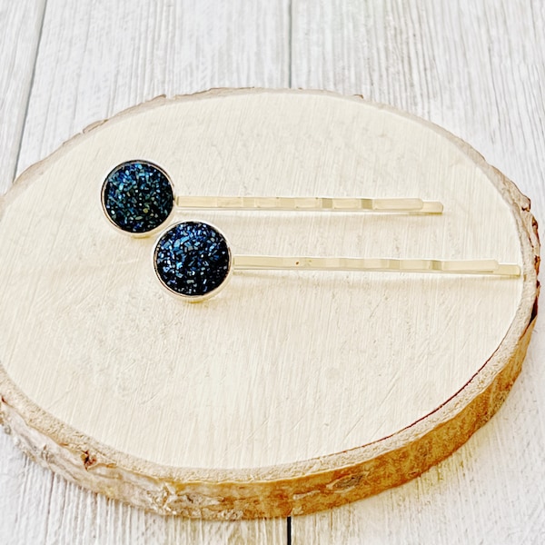 Cobalt Blue Druzy Bobby Pin, Hair Pin for Women, Womens Hair Clip, Cute Bobby Pin, Hair Barrette for Women, Druzy Hair Clip, Women Bobby Pin