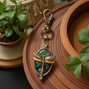 Gold Dragonfly Purse Charm, Unique Abalone Handbag Jewelry, Zipper Pull for Backpacks, Cute Zipper Charms, Cool Keychain Charms, Mom Gifts image 2