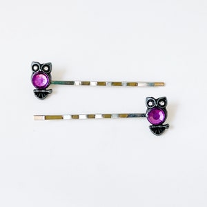 Owl Hair Pin, Boho Bobby Pin, Hair Pin For Woman, Rhinestone Hair Pin, Women Bobby Pin, Decorative Bobby Pin, Purple Hair Pin, Bird Hair Pin