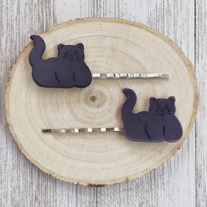 Cat Hair Pin, Gray Cat Bobby Pin, Hair Clip for Women, Cat Hair Clip, Kitty Barrette, Decorative Hair Pin, Cute Fun Hair Pin, Woman Barrette