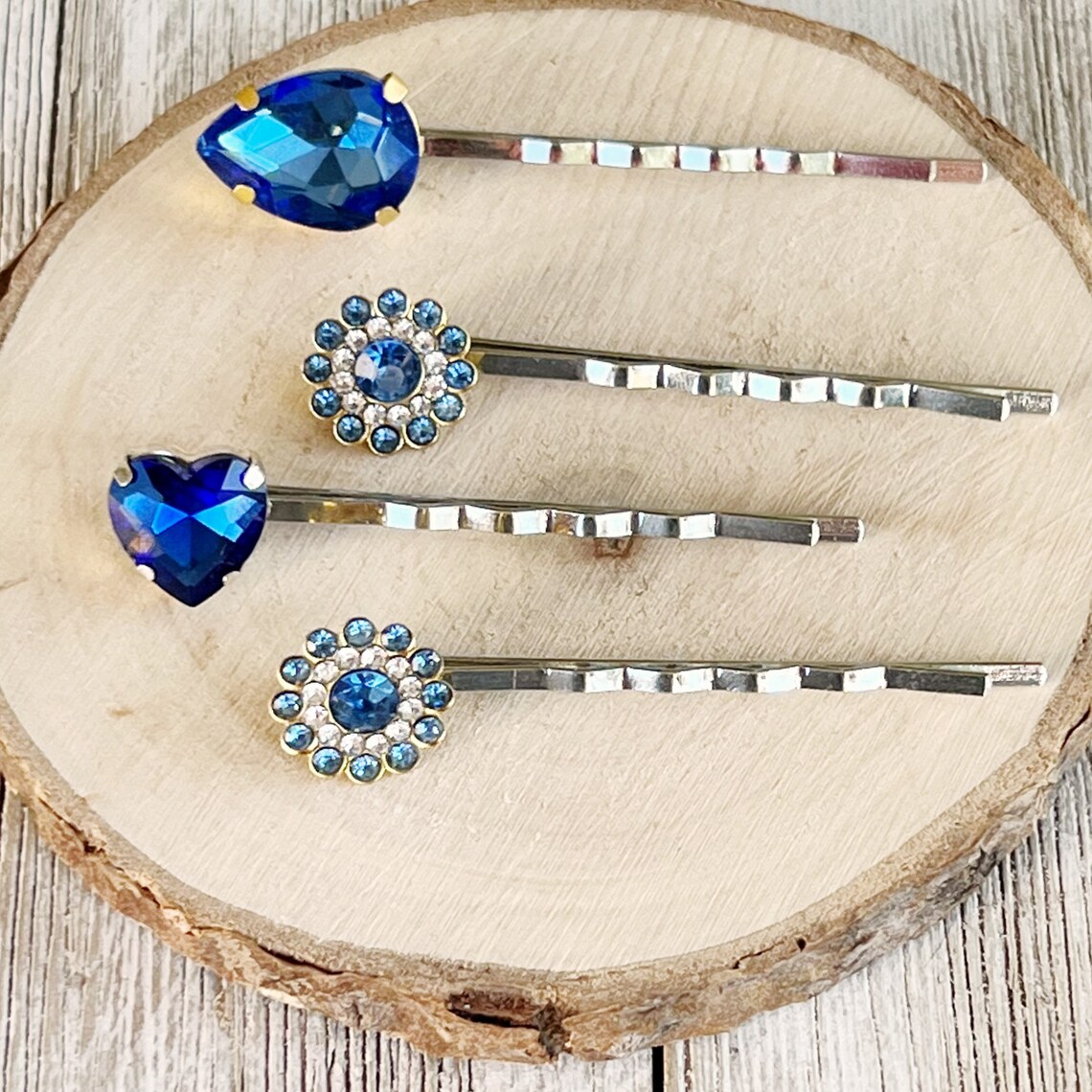 Blue Rhinestone Hair Pins Heart Hair Pins Hair Pin for Etsy
