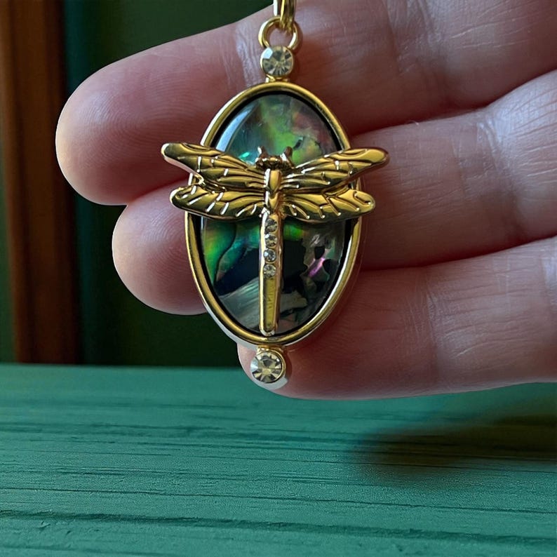 Gold Dragonfly Purse Charm, Unique Abalone Handbag Jewelry, Zipper Pull for Backpacks, Cute Zipper Charms, Cool Keychain Charms, Mom Gifts image 3