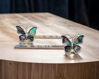 Butterfly Hair Pins, Hair Pins For Woman, Abalone Shell Hair Pins, Womens Bobby Pins, Butterfly Bobby Pin, Boho Hair Pins, Womans Hair Clips
