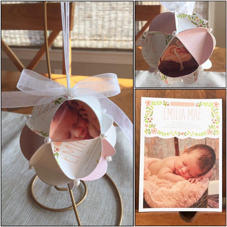 Keepsake Ornament Made of Birth Announcement Baby Shower 1st Etsy