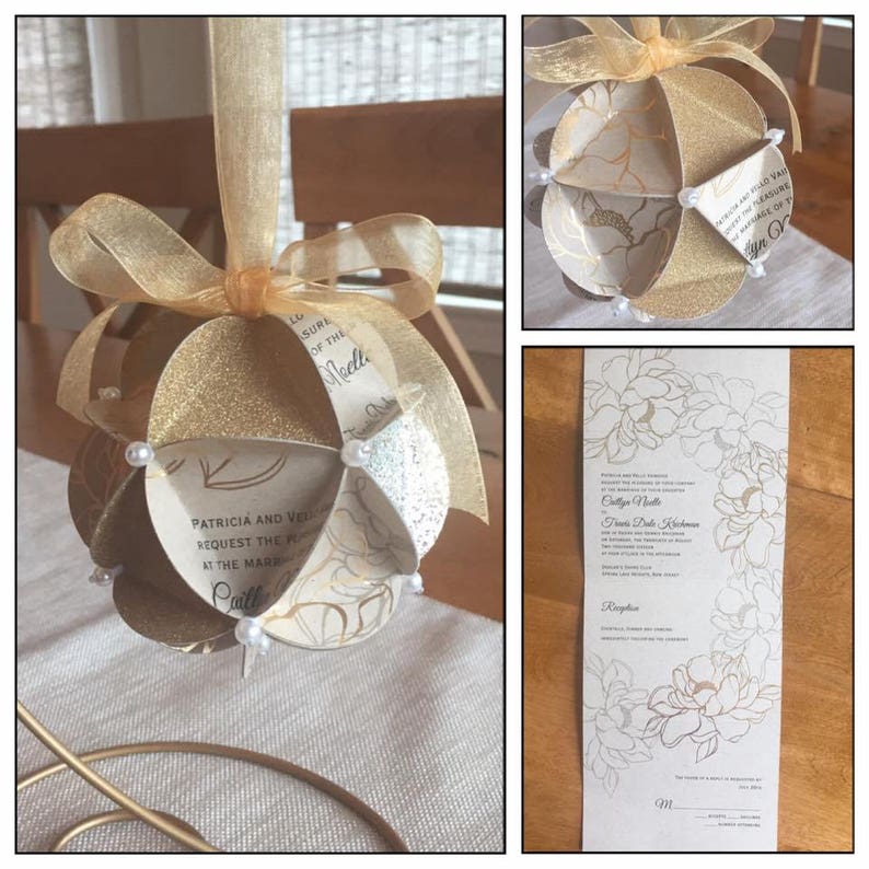 Keepsake Invitation Ornament Made of Wedding Invitation Etsy