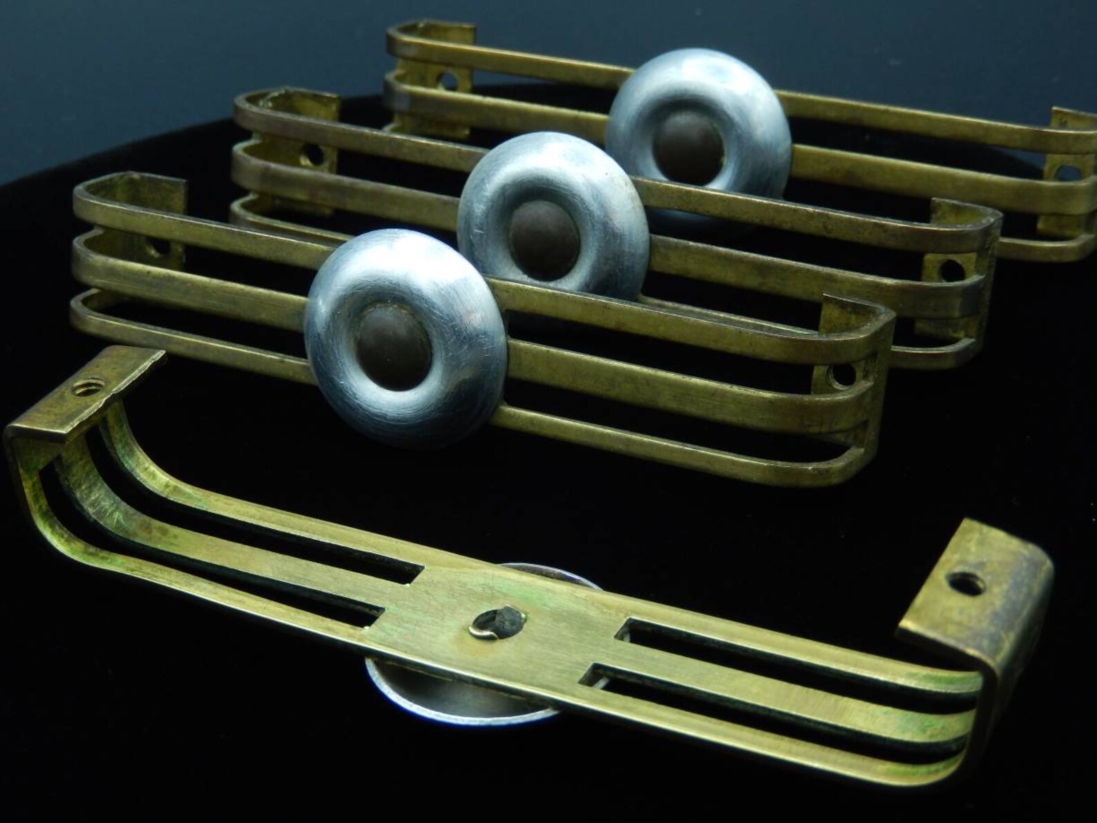 Perfectly MidCentury Modern Brass and Aluminum Pulls Etsy