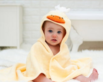 Gepersonaliseerde eend baby cadeau handdoek met capuchon - gepersonaliseerd babycadeau