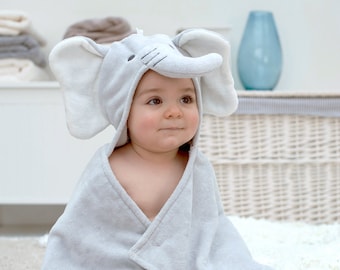 Personalised Elephant Hooded Baby Gift Towel - Personalised Baby Gift