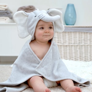 Personalised Elephant Hooded Baby Gift Towel - Personalised Baby Gift