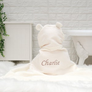 Personalised Polar Bear Hooded Baby Gift Towel Personalised Baby Gift image 3