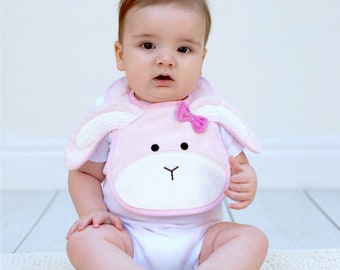 Ribbon Bunny Towelling Bib