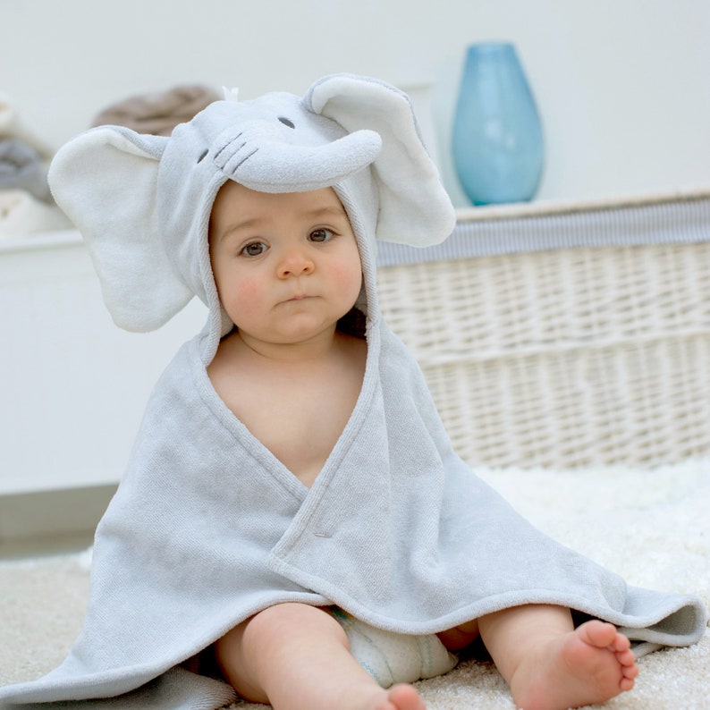 Personalised Elephant Hooded Baby Gift Towel Personalised Baby Gift image 8