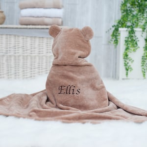 Personalised Teddy Hooded Baby Gift Towel Personalised Baby Gift image 3