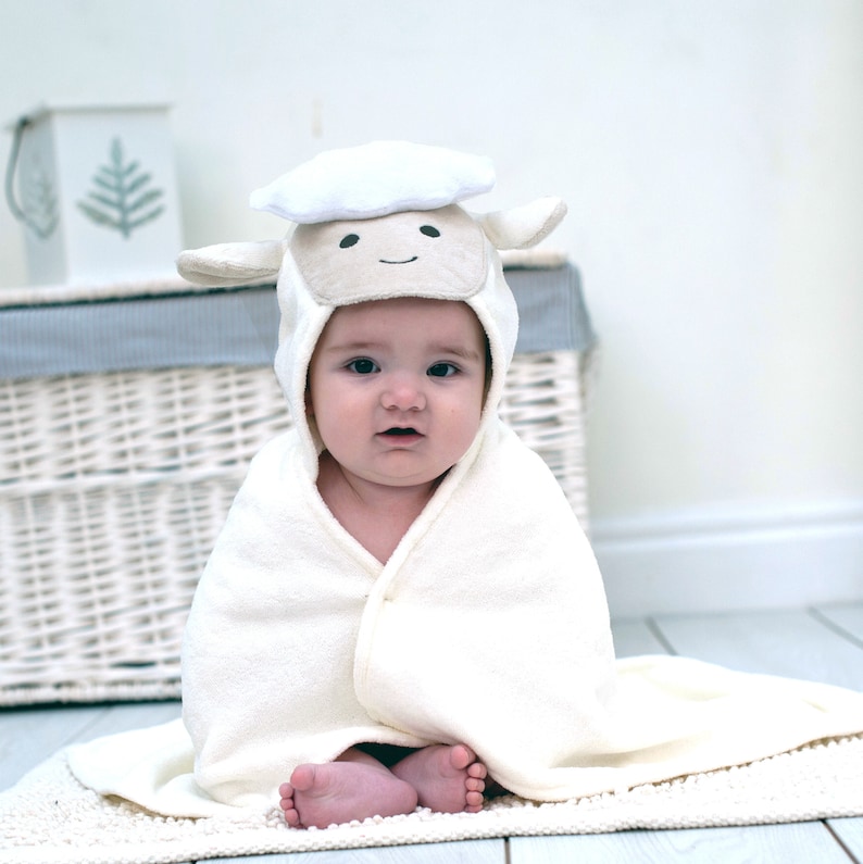 Hooded Towels LAMB and Name of choice Embroidered onto Towels Bath Robes