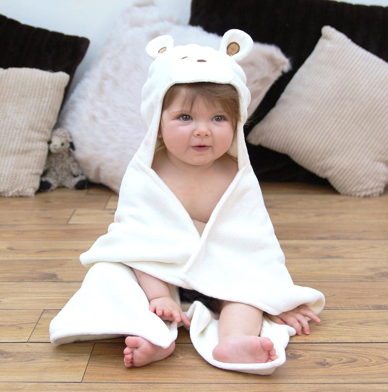 Personalised Polar Bear Hooded Baby Gift Towel Personalised Baby Gift image 6