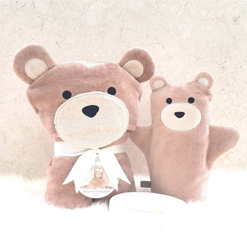 Personalised Teddy Baby Towel and Bath Mitt Baby Gift Set - Etsy UK