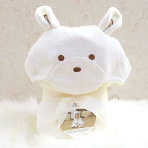Personalised Polar Bear Hooded Baby Gift Towel Personalised Baby Gift image 2