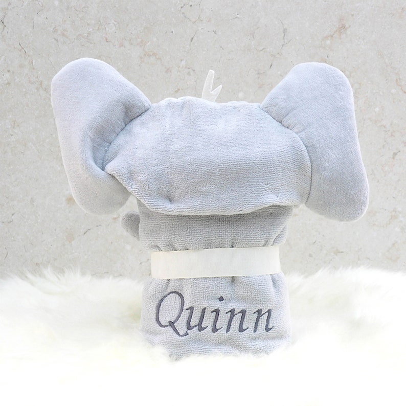 Personalised Elephant Hooded Baby Gift Towel Personalised Baby Gift image 5