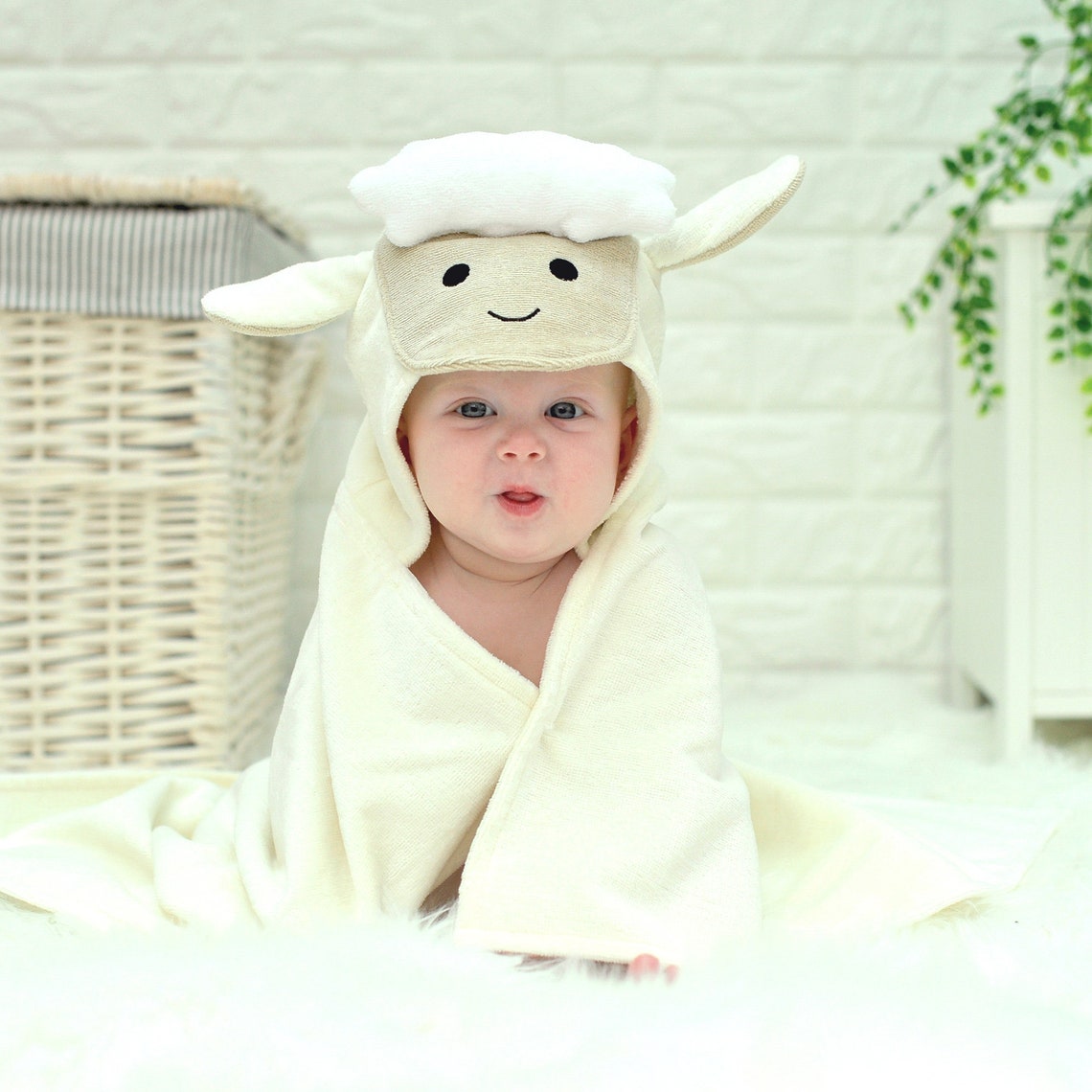 Personalized Lamb Hooded Baby Gift Towel Personalized Baby Etsy UK
