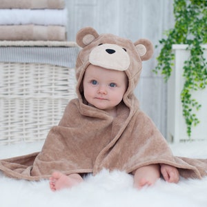 Personalised Teddy Hooded Baby Gift Towel Personalised Baby Gift image 1