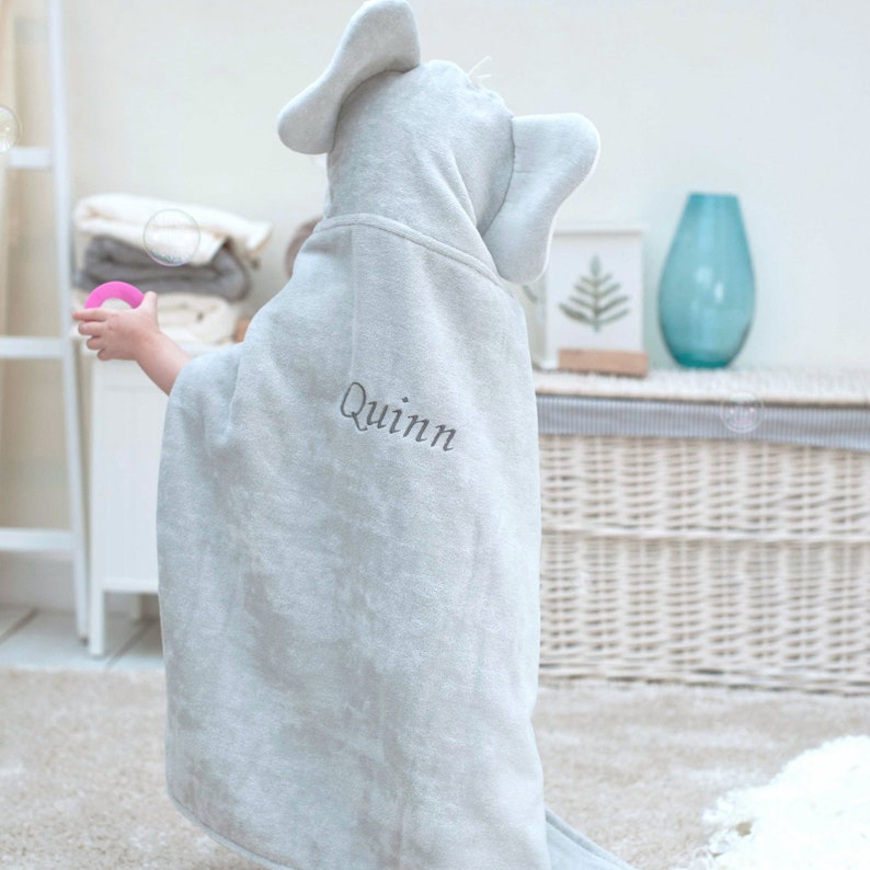 Personalised Elephant Hooded Baby Gift Towel Personalised Baby Gift image 2
