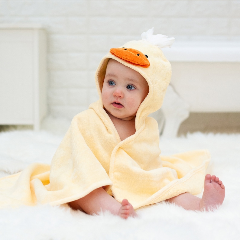Serviette à capuche personnalisée pour bébé canard - serviette de bain personnalisée pour bébé - cadeau de baby shower image 7