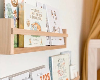 Kids Bookshelf: Flat Front - Nursery Bookshelves - Childrens Wall Book Shelf - Nursery Shelf, Floating Shelves - Kids Room Decor