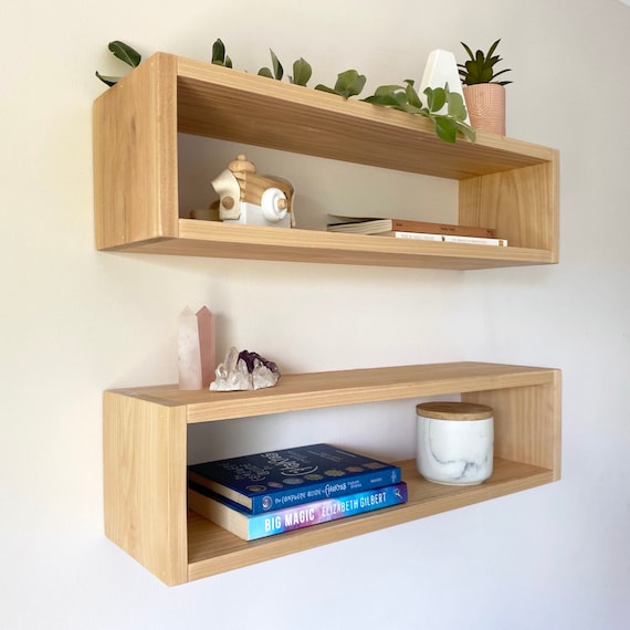 Floating Box Shelf Wood Cube Shelf Timber Floatings Shelves Wooden