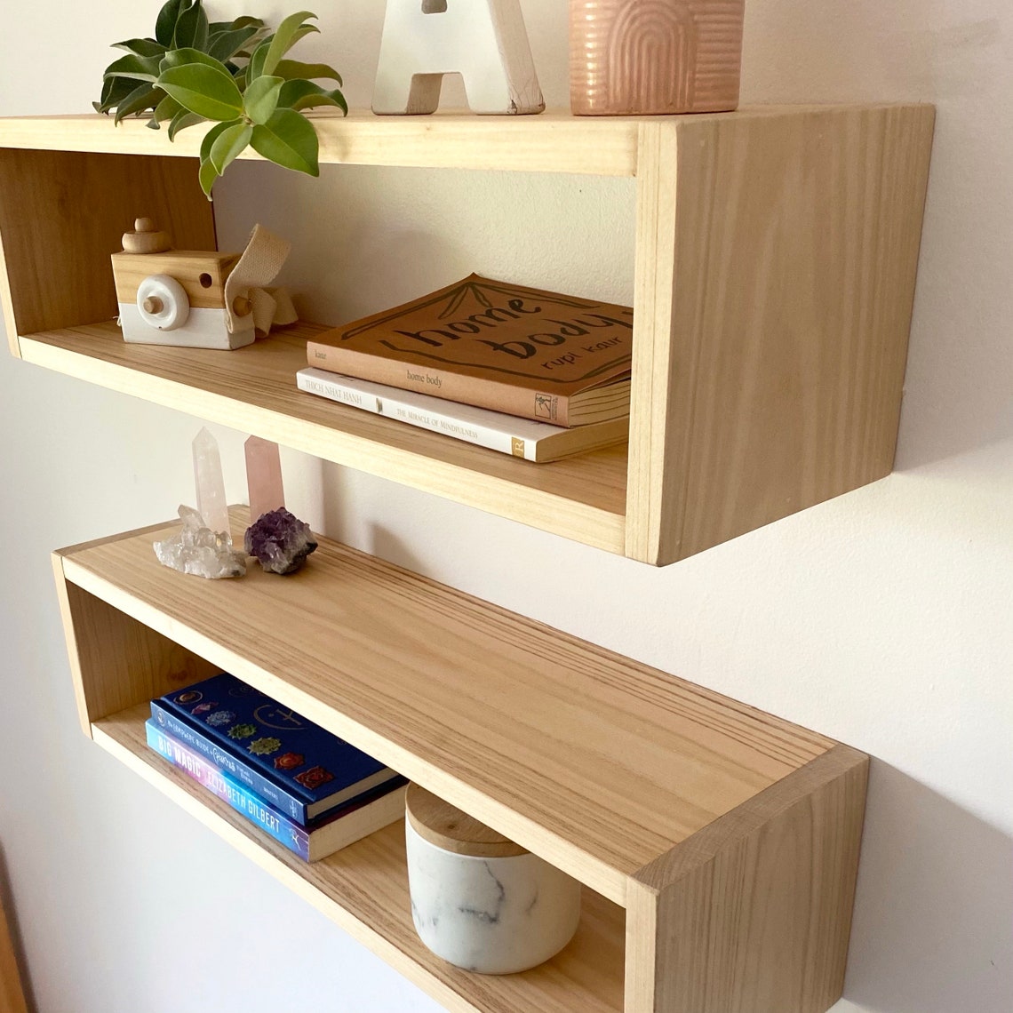 Floating Box Shelf Wood Cube Shelf Timber Floatings Etsy Canada