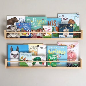 birola Nursery Shelves Set of 3,Wood Nursery Book Shelves for Wall,Book  Shelf Organizer for Kids,Wall Bookshelves for Kids(Nature)