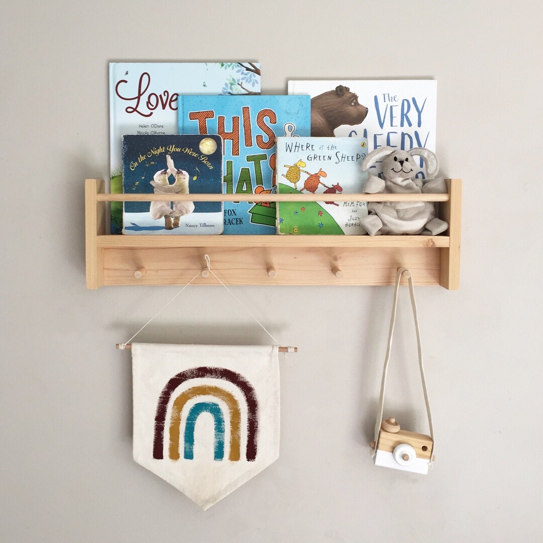 2 in 1 Bookshelf / Peg Rail Wood Bookshelves Peg Rail Wood Etsy